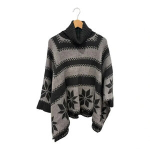 525 America Cashmere Wool Blend Turtleneck Poncho